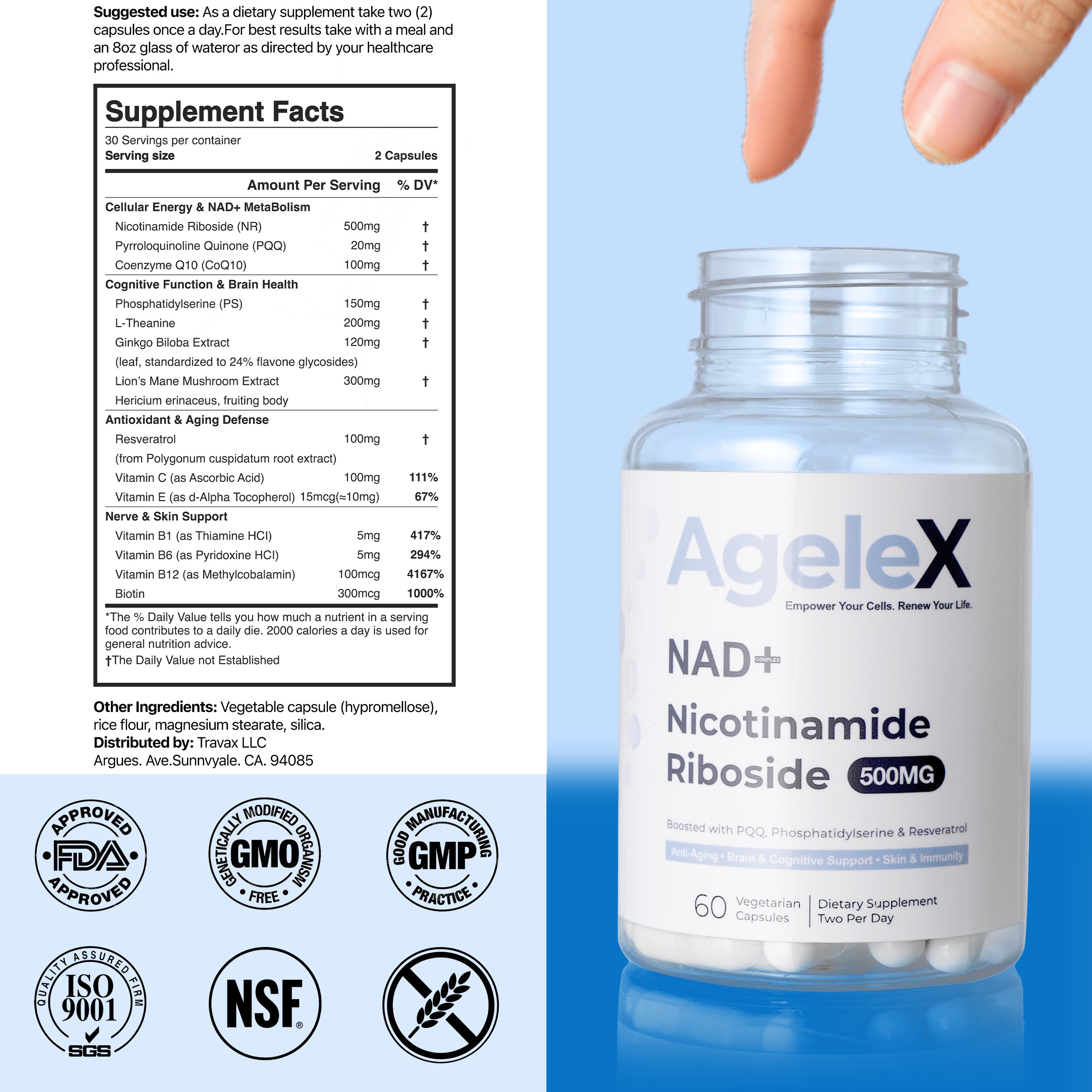 AgeleX supplement facts panel